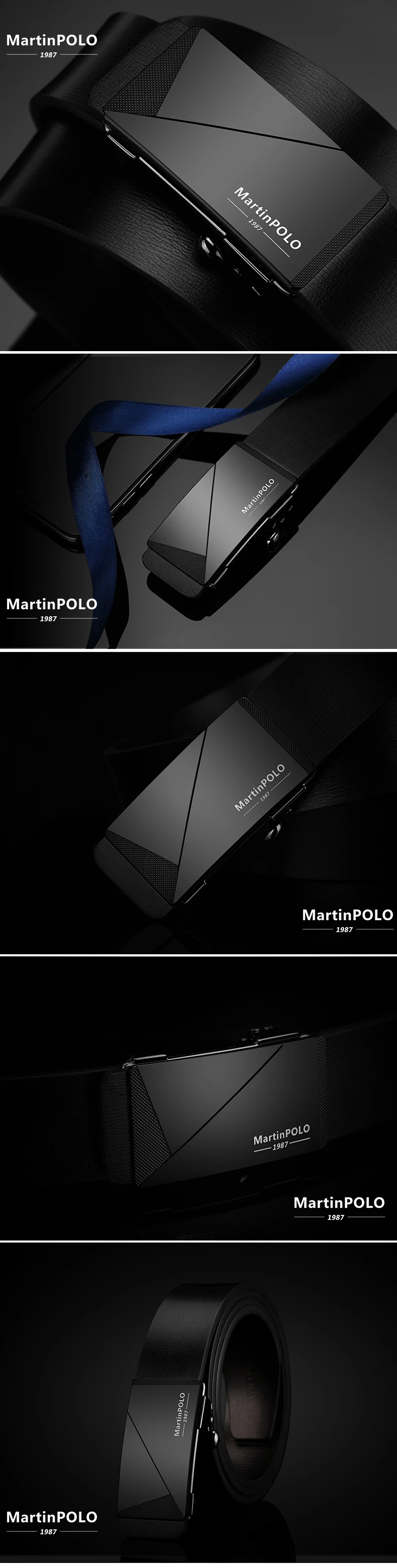 MARTINPOLO, Роскошный деловой кожаный ремень для мужчин, Воловья кожа, ремень для джинсов, Пряжка из сплава, дизайнерские автоматические ремни, повседневные Черные MP01401P