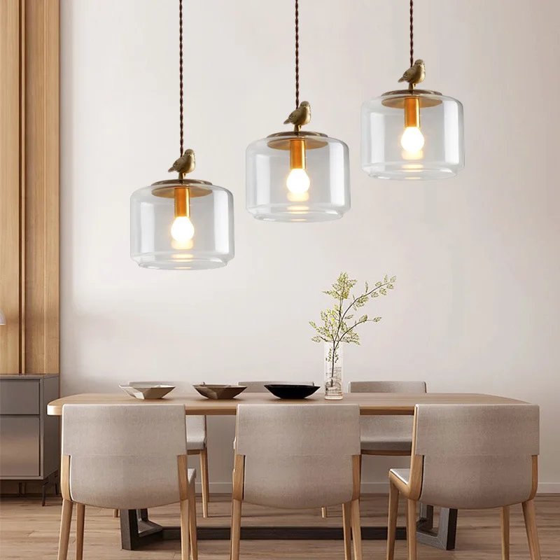 Nordic brass Pendant Light bedroom bedside glass round single head small Pendant Light restaurant bar table lamp mx12141142
