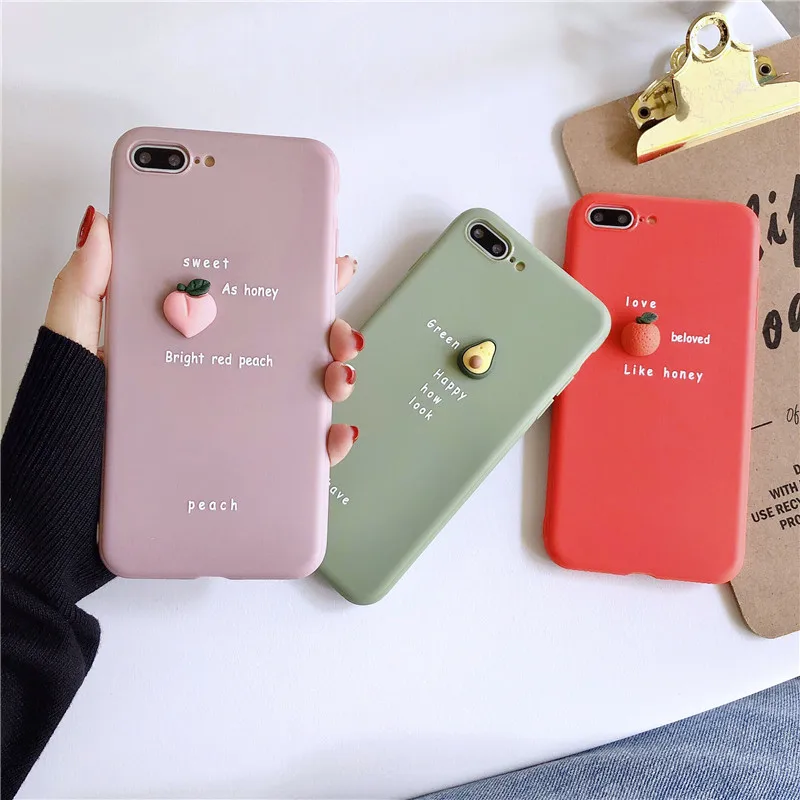 

3D Cute Avocado Phone Case Cover For iPhone 11 Pro Max 7 7Plus 8 8Plus 6 6s Plus XR X Xs Max Lovely Fruit Orange Soft Back Cases