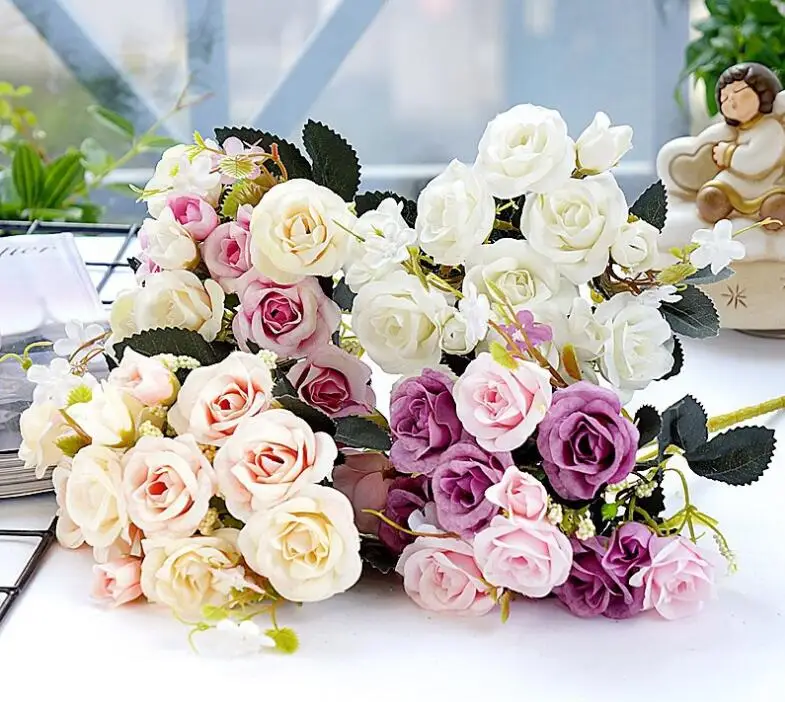 Шелковые цветы розы горячая Распродажа Маленькие розы отель домашнее свадебное украшение Хорошее качество недорогие искусственные цветы