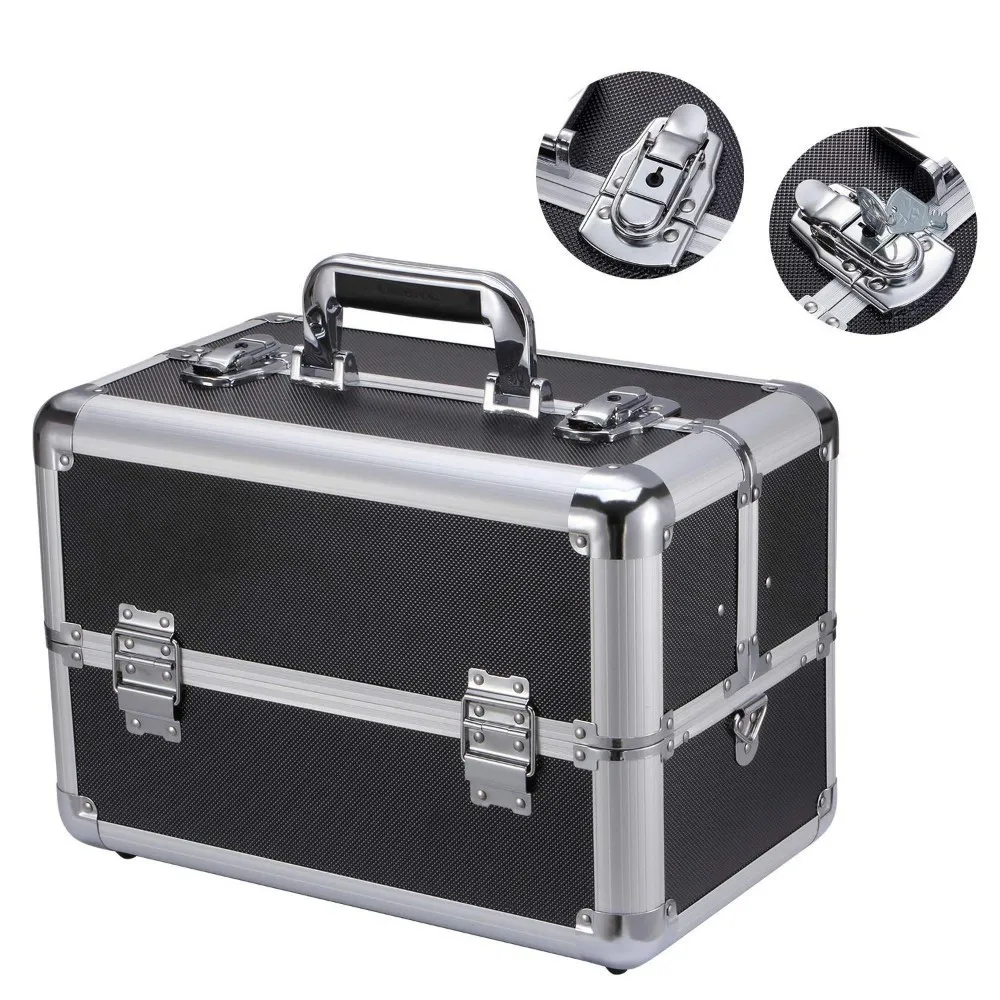 

Makeup Train Case Professional Large Make Up Artist Organizer Kit With Adjustable Dividers Key Lock Cosmetic Studio Box