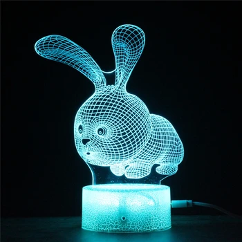 

LED 3D Night Light Big-eared Rabbit Cute Kawaii 7 Colors Change Lamp Touch and Remote for Children Holiday Birthday Kids Gifts