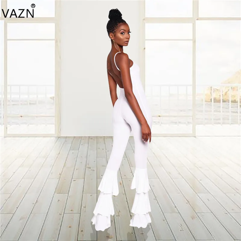 VAZN ME309 Новые комбинезоны для молодых сексуальных клубов, популярный стиль, однотонные без рукавов, aSpaghetti, на ремешке, с открытой спиной, женские ботинки, эластичный комбинезон с вырезами