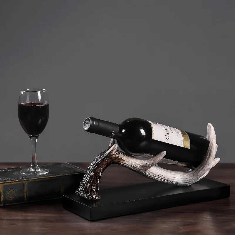 European Resin Antlers Wine Rack Ornaments Art Living Room Home Table Figurines Decoration Hotel Office Desktop Furnishing Craft