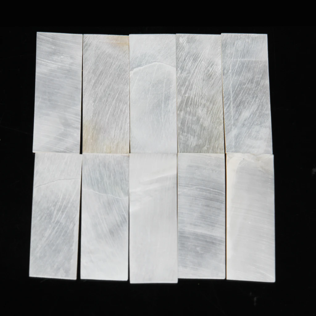 

10 Pcs Flat Rectangle White MOP Mother Of Pearl Shell Blanks Sheets Inlay Materials Guitar Parts 36x12x1mm