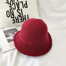 Женские шапки-ведро, утолщенная зимняя теплая шапка, уличная стильная женская полосатая шапка, вязанная хип-хоп шапка s для женщин, Студенческая шапка