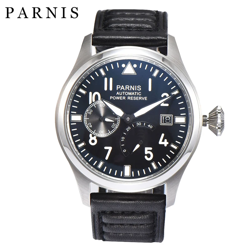 

Parnis Watch Man 47mm Automatic Watch Power Reserve Day Date Big Pilot Luxury Relogio Masculino