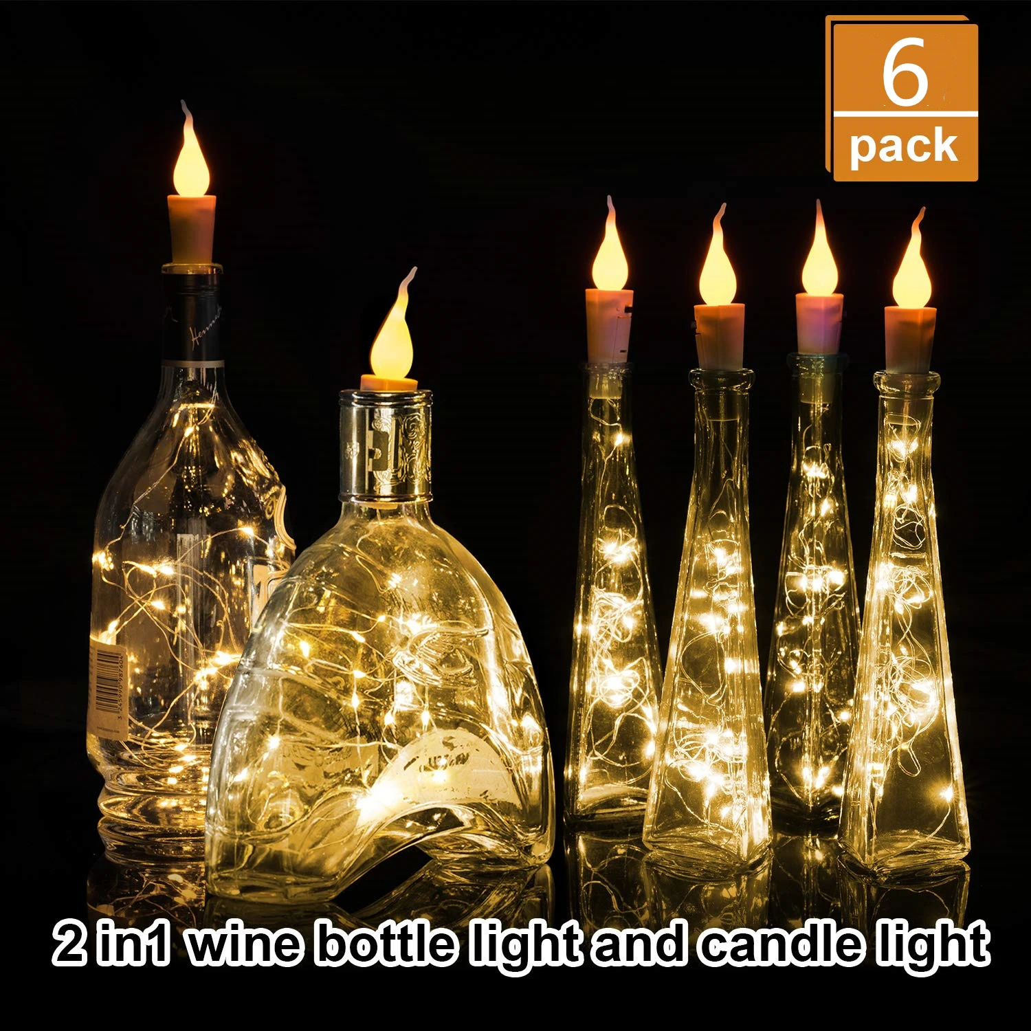 

Wine Bottle Lights Candle String Lights, 20 LED Warm White Cork Shape Silver Copper Wire Colorful Fairy Mini String Lights DIY