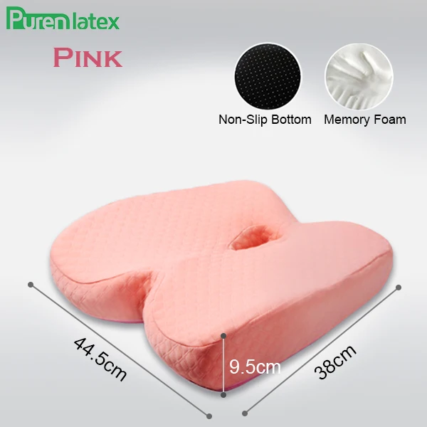 PurenLatex Memory Foam медленный отскок давления Ортопедическая подушка cockyx автокресло предотвращает геморрой лечения подушки на стул - Цвет: Pink1Piece