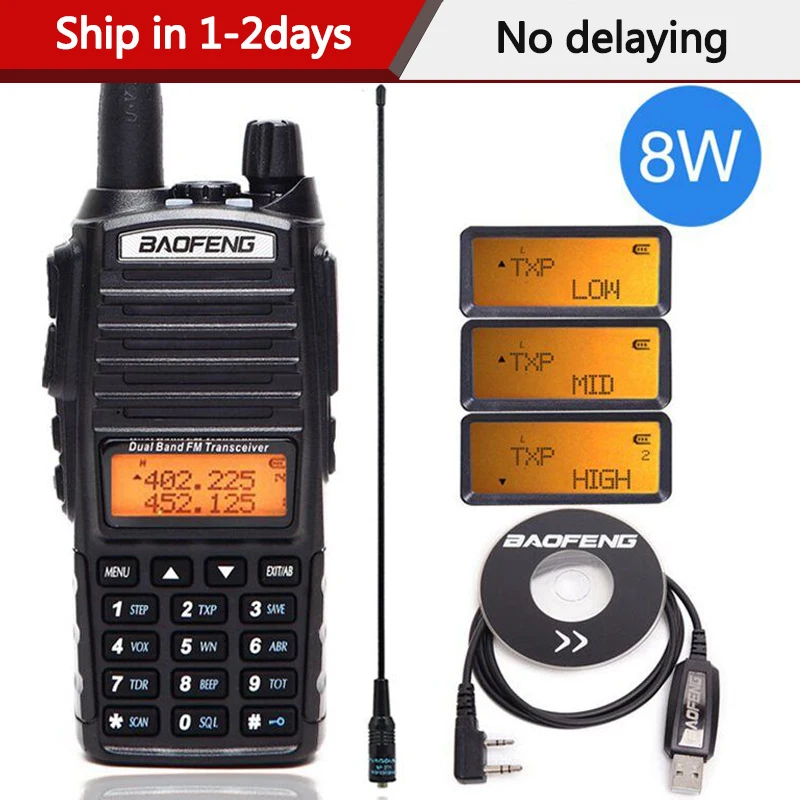 Портативная рация Baofeng UV 82 Plus 8 Вт Двухдиапазонная УКВ/УВЧ Диапазон действия 10 км
