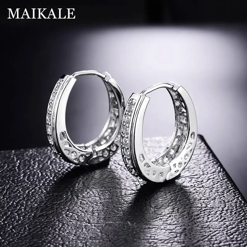 Женские классические серьги обруча MAIKALE круглые золотистого/серебристого цвета