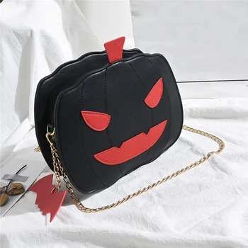 

Cartoon Cute Pumpkin Shoulder Crossbody Bag PU Leather Women Halloween Small Chain Messenger Bags Sac A Dos Bolsas Feminina