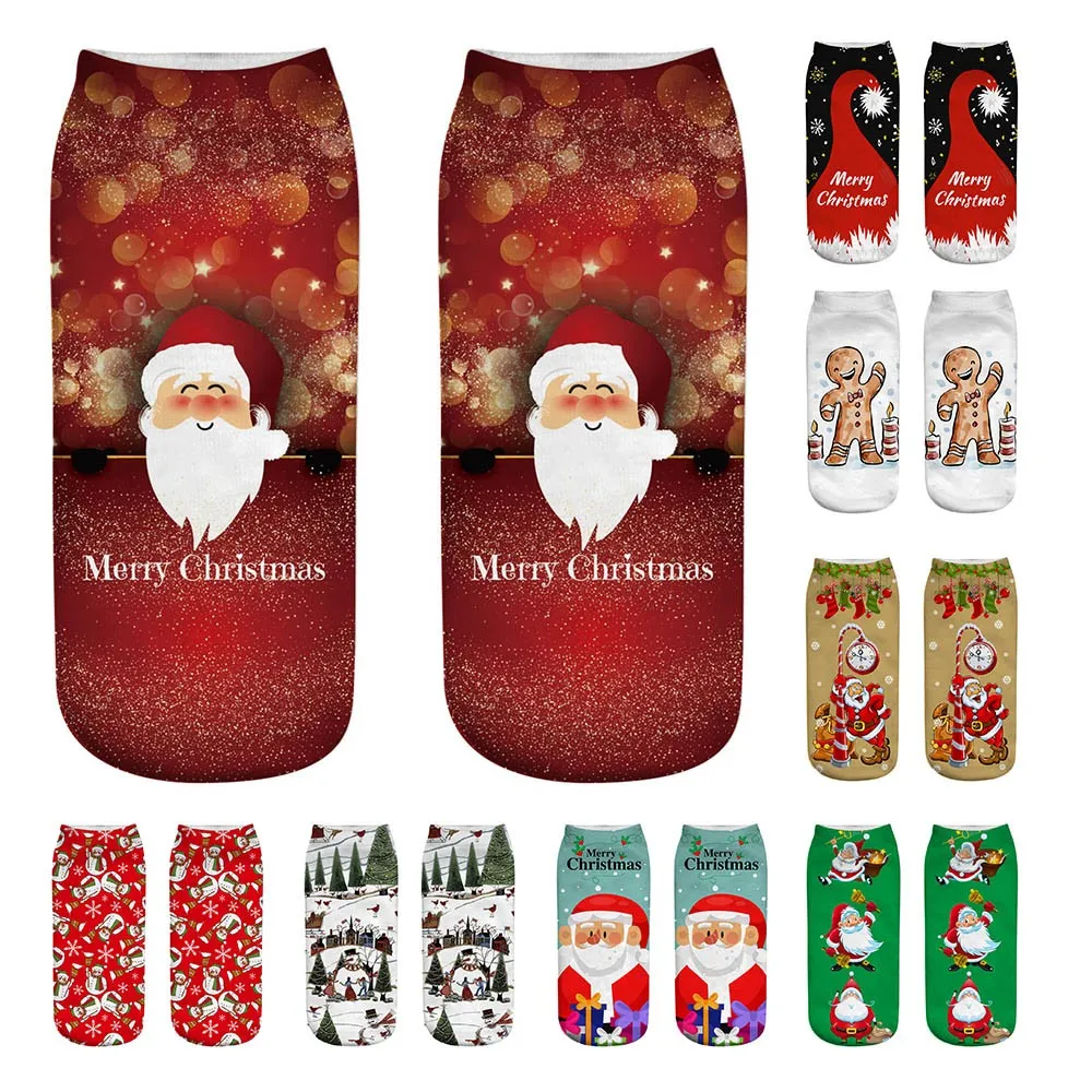

Socks Women Cotton Casual Socks Women Funny Unisex Christmas Funny 3D Fashion Printed Casual Cute Low Cut Ankle Socks W925