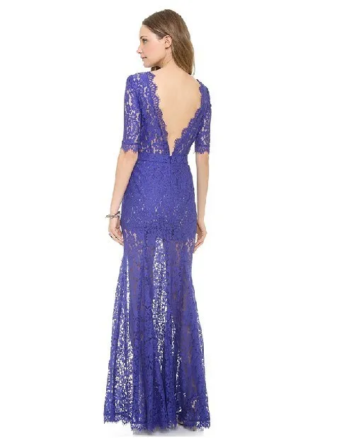 Custom women summer sleeves new vestido de festa renda Sexy Formal gown black evening long lace mother of the bride dresses