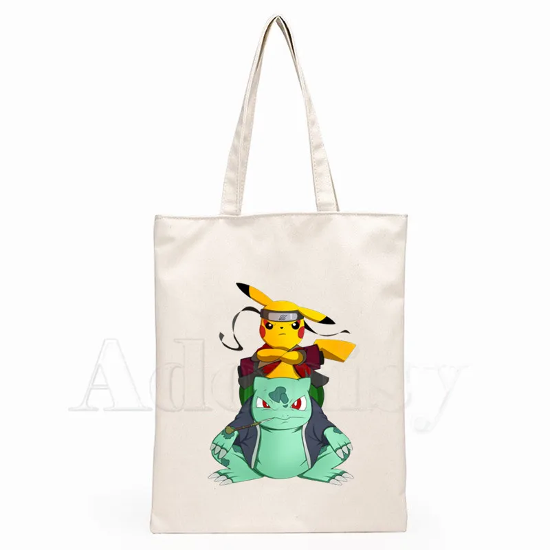 

Naruto Pikachu with Thor Armor Cartoon New Arrives Art Canvas Bag Totes Simple Print Shopping Bags Girls Life Casual Pacakge