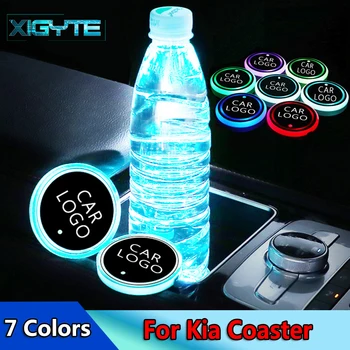 

2X 2019 Fashion NEW Car Styling Logo Light LED Cup Drink Holder Anti Slip For Kia Ceed car luminous coasters Car Accessories