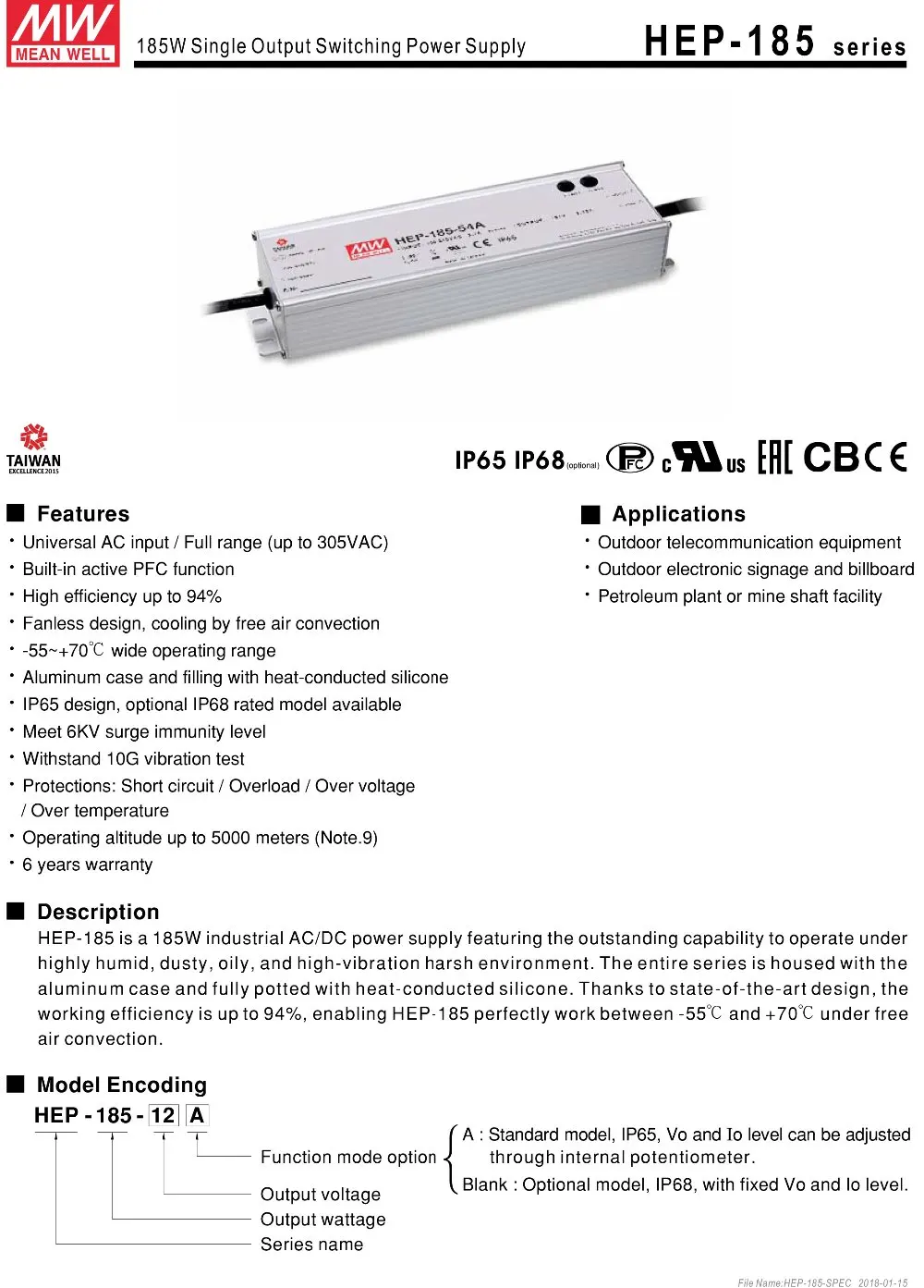 HEP-185-SPEC-1