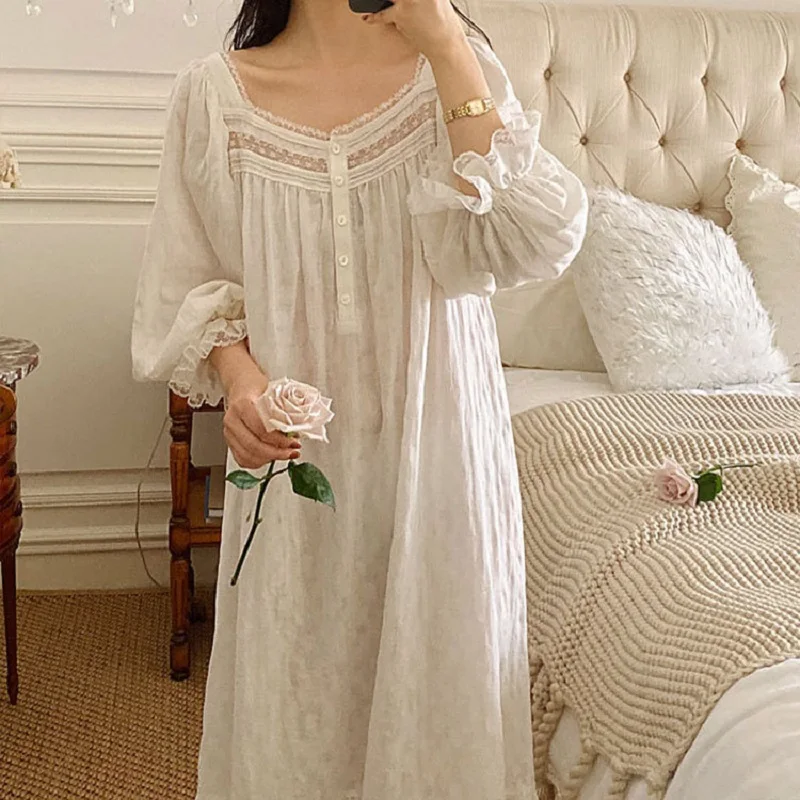 Cotton Nightgowns Women Long Sleeve | 100 Cotton Nightgowns Long Sleeve -  Soft Cotton - Aliexpress
