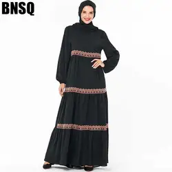 BNSQ мусульманские Женские Плиссированные Длинные Макси Коктейльные Вечерние платья исламский кафтан Дубай тонкий Абая халат платье хиджаб