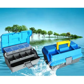 

32*16*15cm 3 Layer Big Fishing Lure Tackle Box Handle Plastic Storage Holder Square Case Carp Fishing Tackle Box Pesca