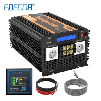 

EDECOA 3500W 7000W power inverter DC 12V AC 220V 230V 240V pure sine wave with remote controller LCD display