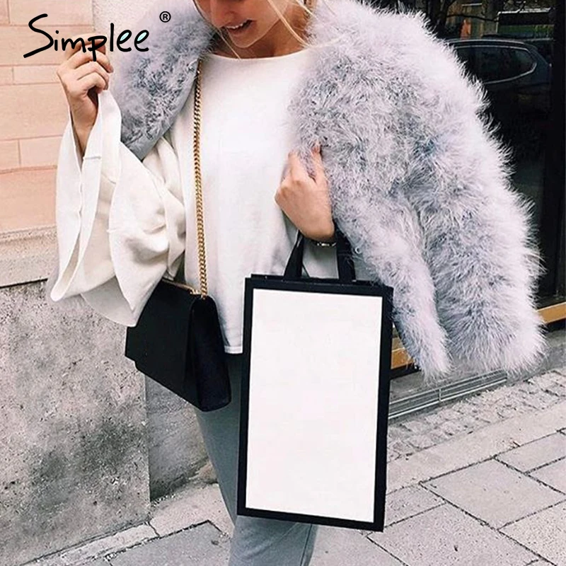 Женская розовая меховая шуба Simplee повседневная для вечеринки короткое цветное