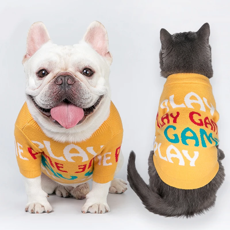 

Свитер для кошек и собак, одежда, зимний костюм для домашних животных, спайнх, щенок, французский бульдог, рождественский джемпер, теплый вяз...