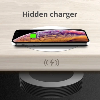 

New Desk Concealed Long Distance Charger Qi Wireless Charger Pad for IPhone Samsung Office Desktop Hide Elegant Appearance