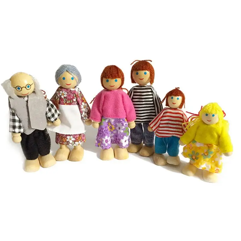 

Wooden Furniture Miniature Set Doll Toys House Family Person Figures Pretend Play Dollhouse for Kids Child