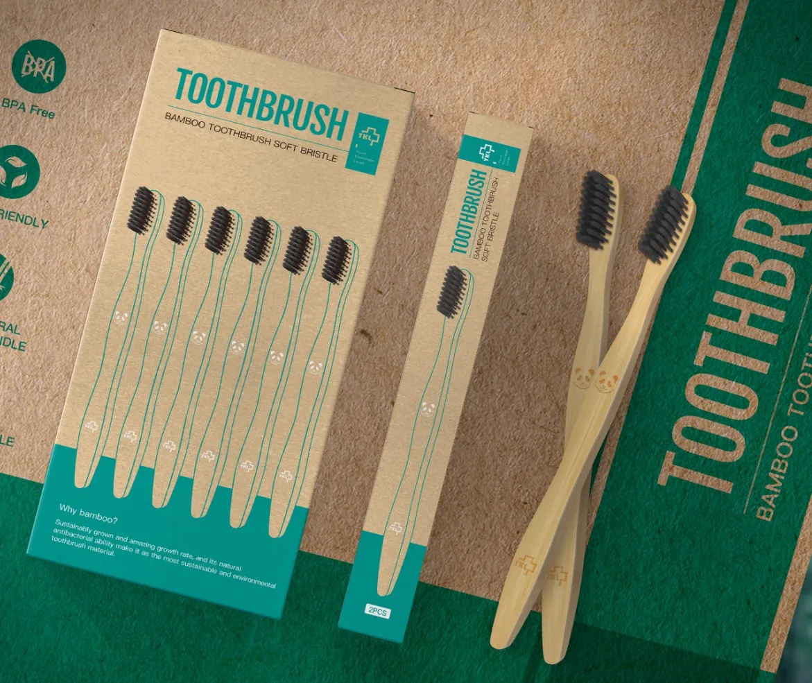 Y-Kelin M-1 Soft Charcoal Bamboo Toothbrushes Eco-Friendly toothbrush Biodegradable Natural