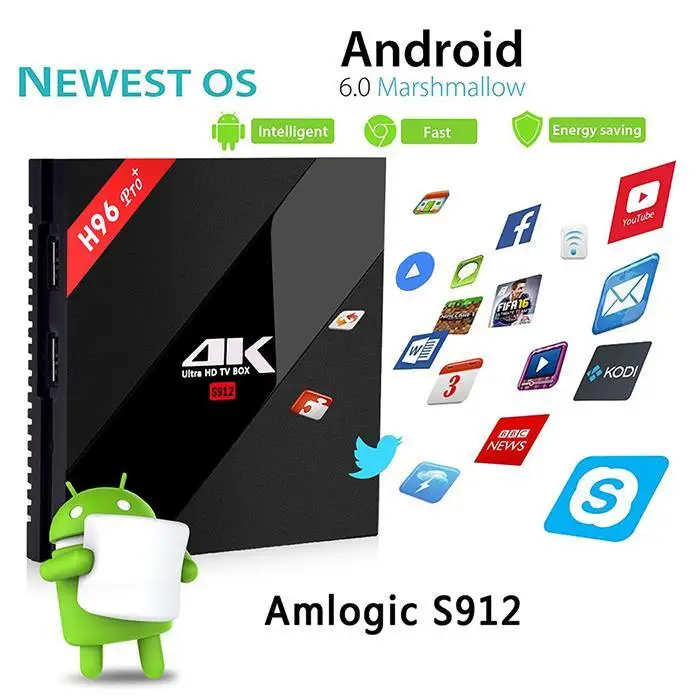 

H96Pro+ HD Network Set-top Box Eight-core infrared remote control U disk TV Kit Dual WiFi Bluetooth 4.0 Android