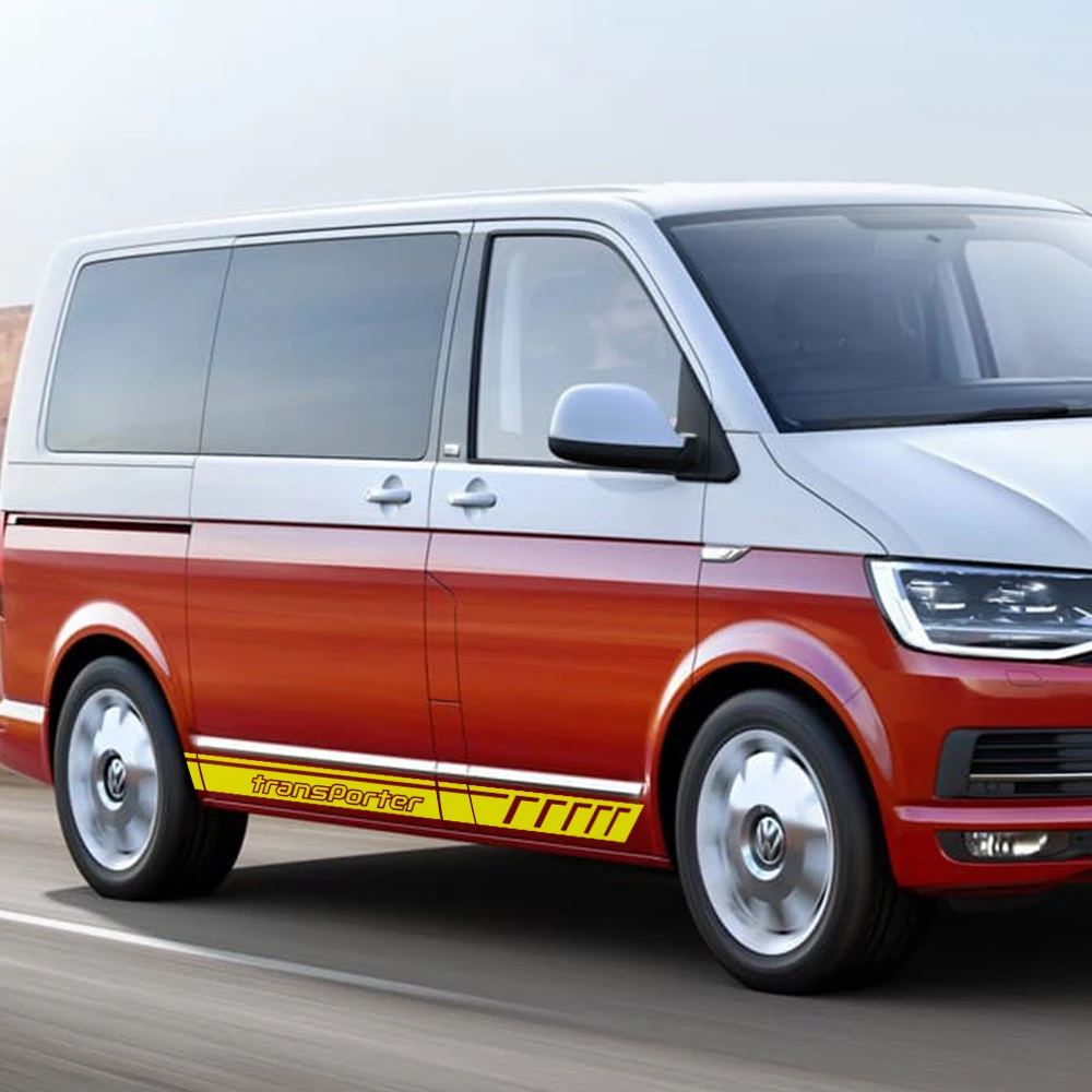 2 шт./лот наклейки на боковую дверь автомобиля для Volkswagen VW TRANSPORTER T4 T5 T6 Светоотражающие Авто Декор спортивные наклейки аксессуары