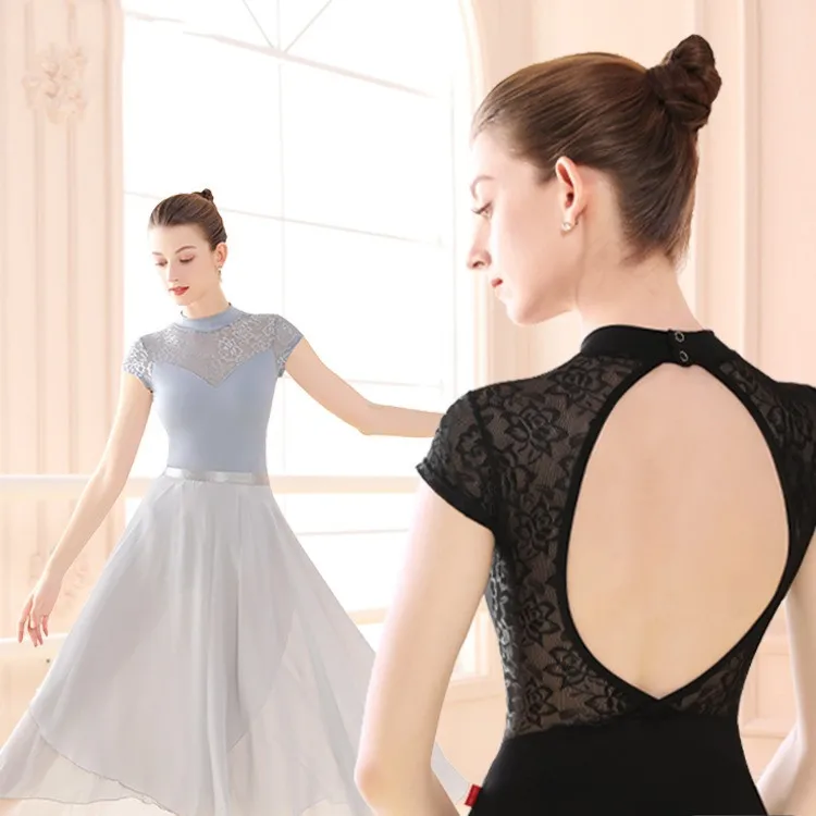 Ballet Leotard For Women Adult Dance Cotton Lace Short Sleeve Ballet Costume Professional Gymnastics