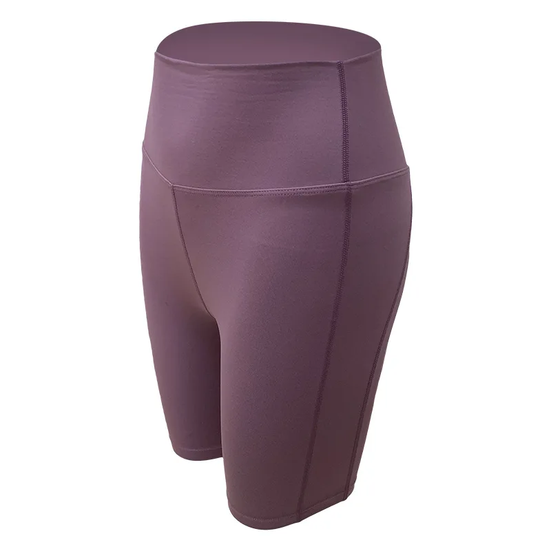 Dark Purple Женские шорты для занятий йогой с высокой талией и контролем живота, компрессионные шорты для занятий спортом и велоспортом, обтягивающие Стрейчевые шорты для тренажерного зала с эффектом пуш-ап - Цвет: Dark Purple