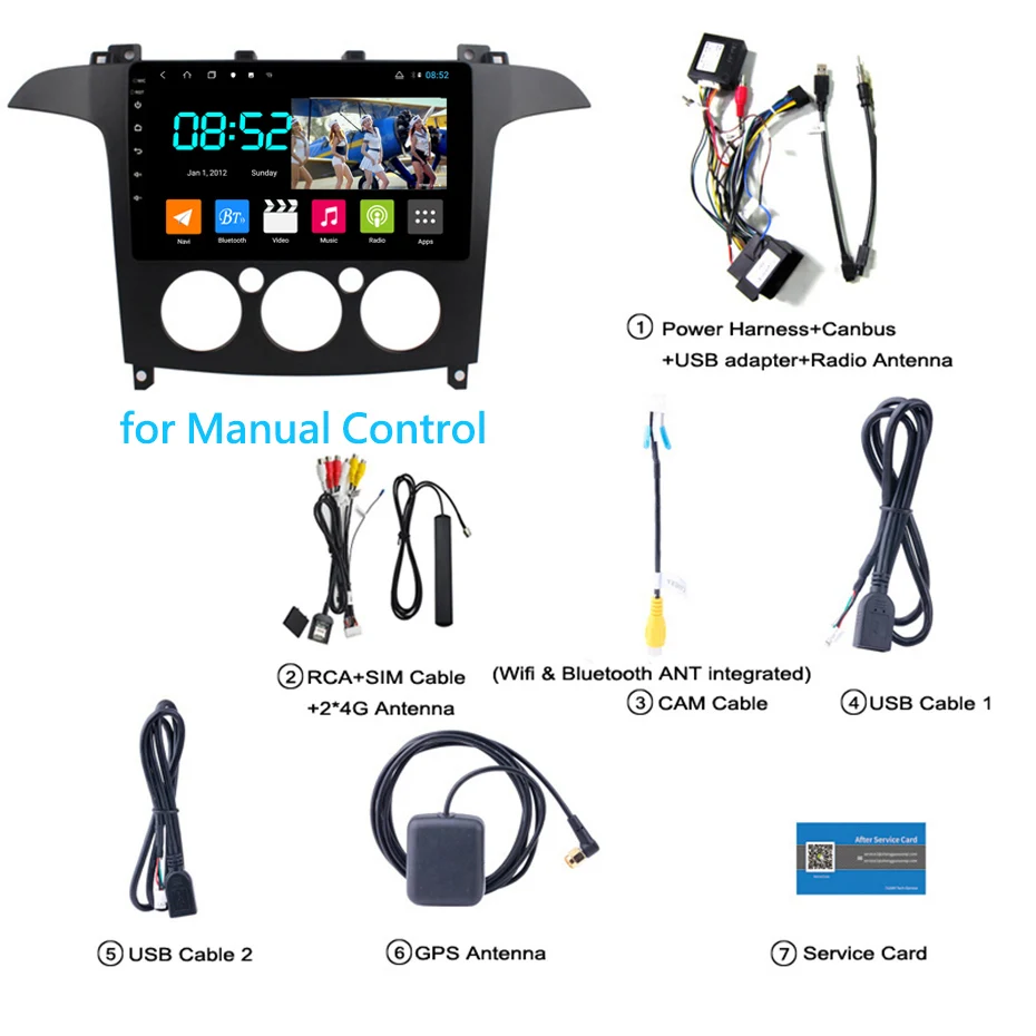 Manual Control Android 8,1 автомобильный DVD 1din мультимедийная Navi система для Ford focus 2007-2008 Автомобильный gps навигатор стерео Wifi головное устройство - Цвет: Manual Control