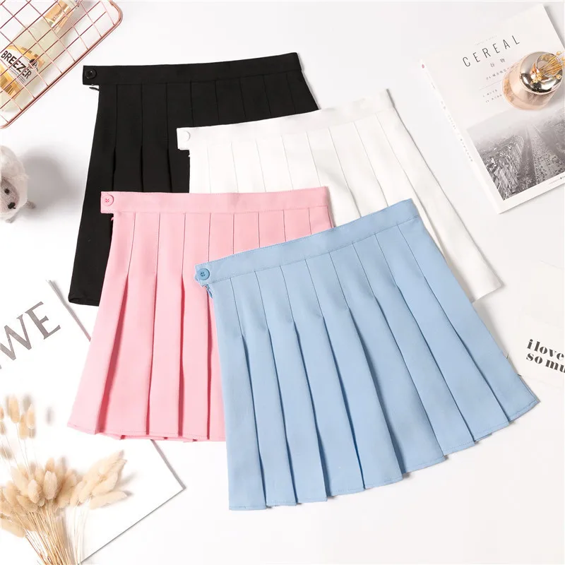 Sweet A Line Mini Pleated Skirt for Women Preppy Style Candy Color Cute Tulle Skirt Kawaii Short Skirt Four Season Sports Wear