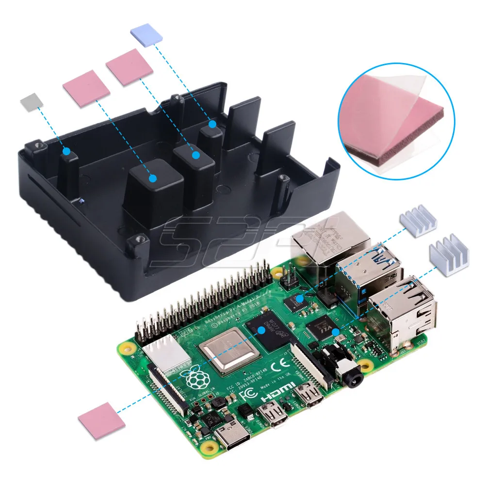 52Pi черный/темно серый металлический чехол корпус с радиатором для Raspberry Pi 4B 4 Model