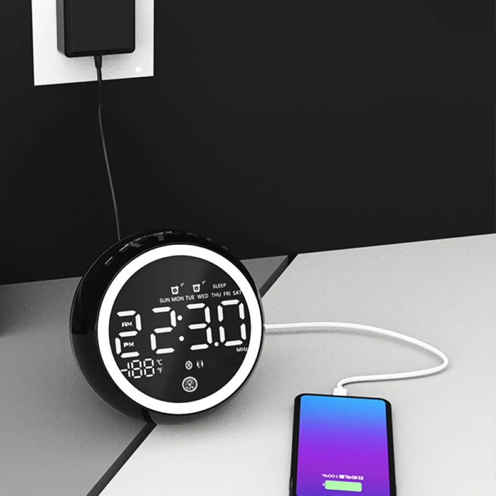 Зеркало типа Повтор Bluetooth динамик спальня Led температура дисплей стол Гостиная зарядка через usb Цифровой Будильник FM радио