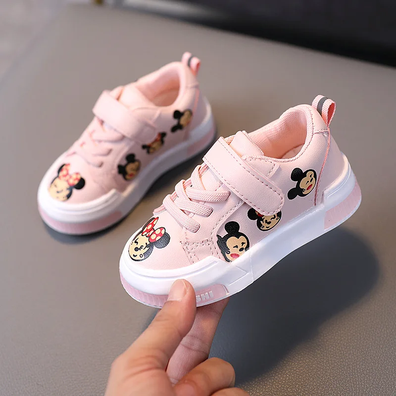 Disney autumn Minnie Mickey casual shoes fashion girl baby breathable soft sole children's sneakers
