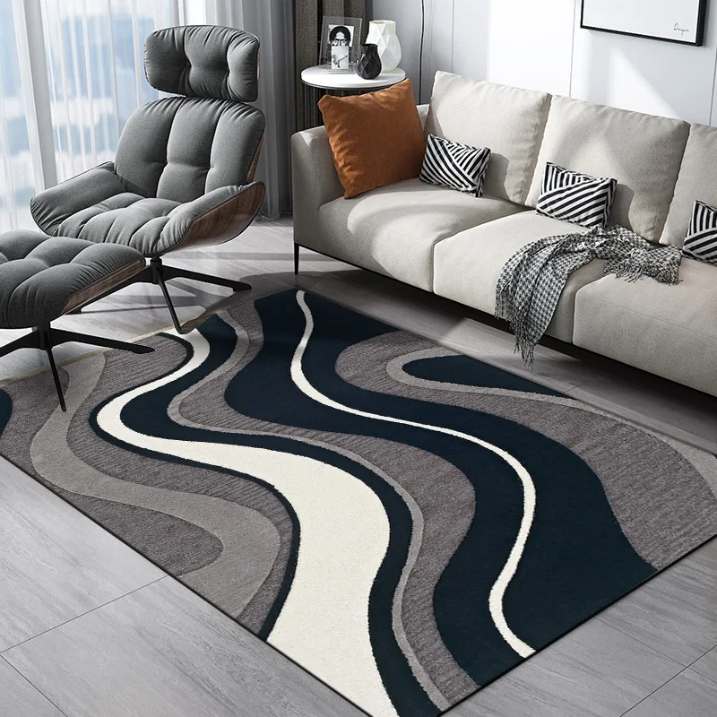

Customized fashion, modern European and American geometric curve blue-gray living room, kitchen mat and carpet