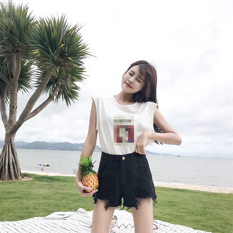 ZB4112 summer new women fashion big size holes slim wide legs high-waisted denim shorts cheap wholesale