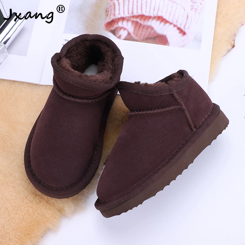 

JXANG 2020 Australia Classic children Snow Boots Winter Warm Leather Flats Warterproof High-quality Ankle Boy and girl Boots