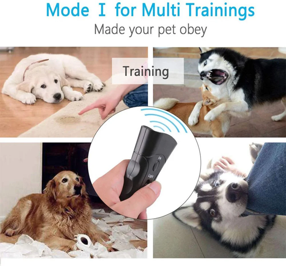 Pet Dog Anti Barking Training Device Trainer LED Ultrasonic 3 in 1 Anti ...