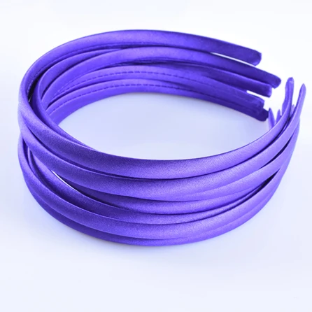 purple 10 шт./партия простые 10 мм атласные повязки для девочек тканевые покрытые резинки для волос из смолы пластиковый обруч для головы Детские эластичные ленты аксессуары для волос - Цвет: purple