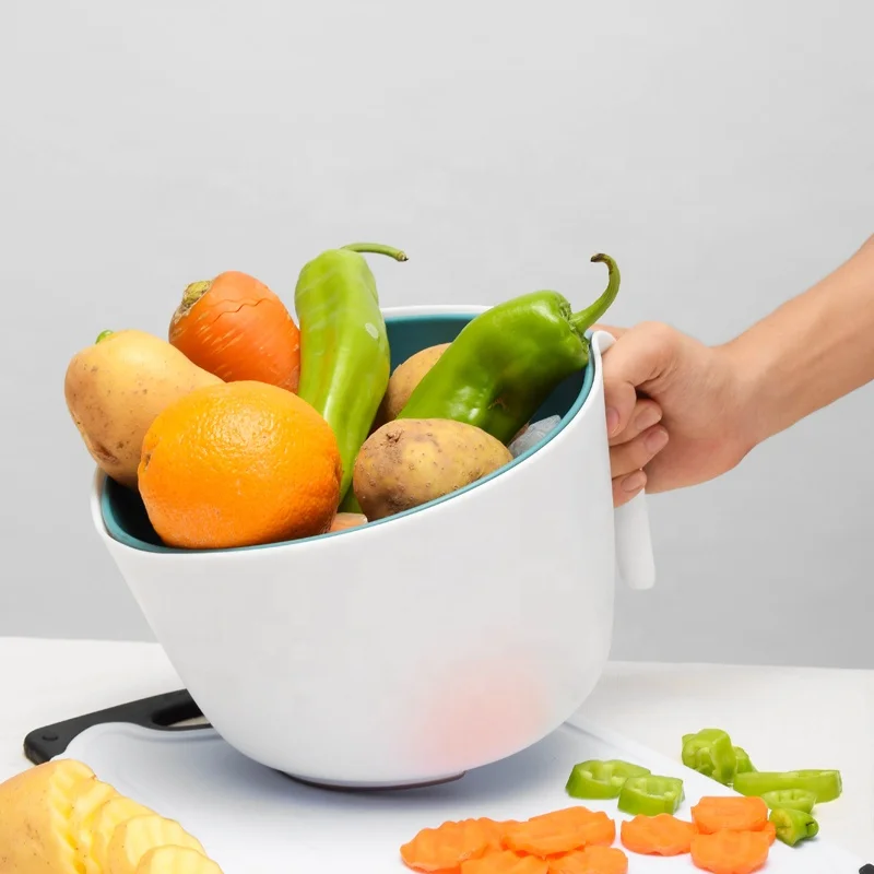 

Multifunction Colander & Salad Mixing Bowl Double Layered Drain Basin Basket For Cleaning Washing Fruits and Vegetables