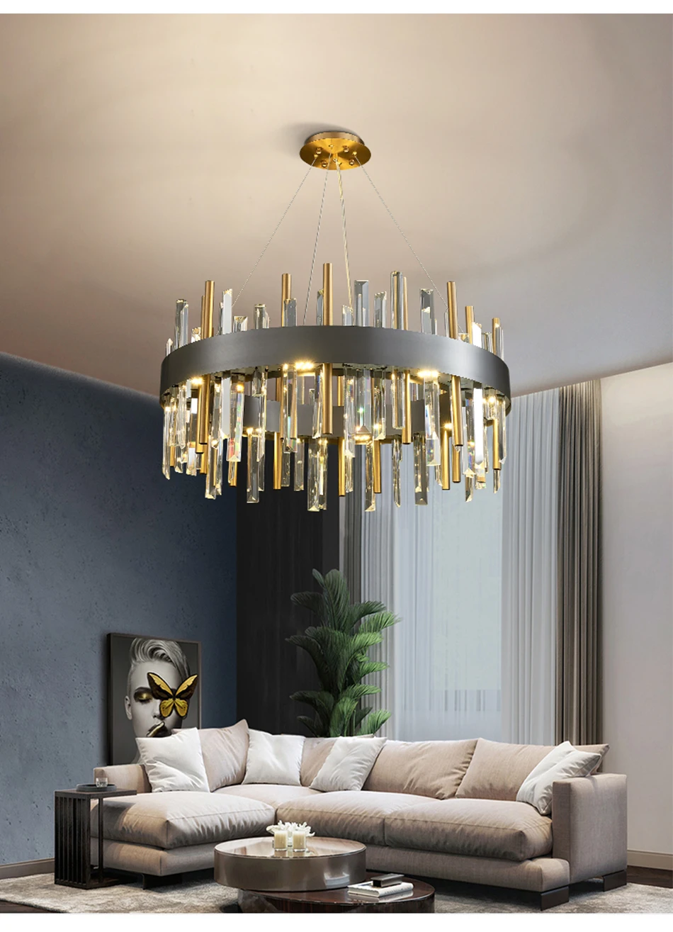 Celle Ligure | Royal Gold/Titanium Black Crystal Chandelier