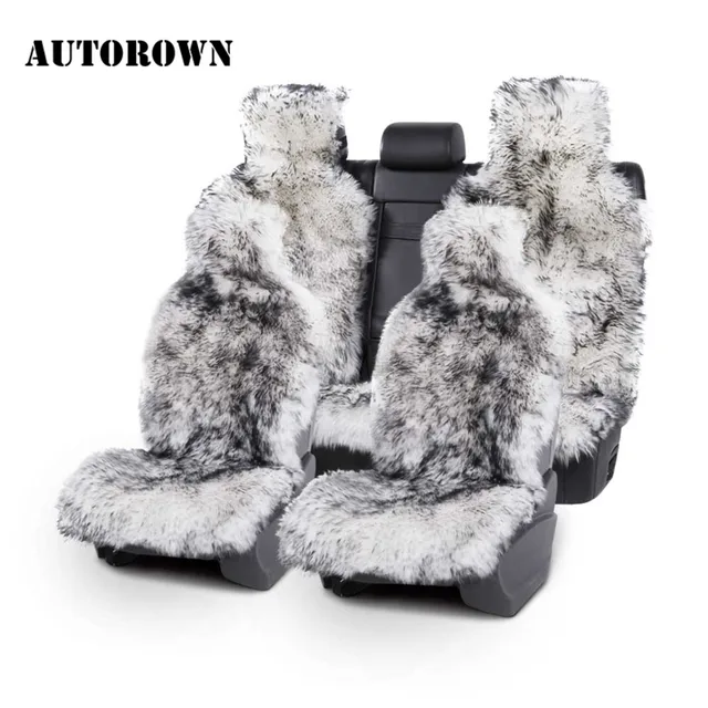 $219.52 AUTOROWN Car Seat Cover 1 Set Universal Size Natural Australian Sheepskin Car Sear Cushions Auto Interior Accessories For Winter