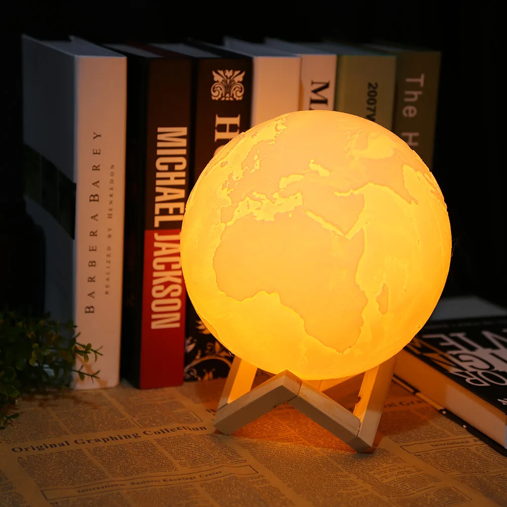 Перезаряжаемая 3D печать света заземления затемнения настольная декоративная лампа сенсорный выключатель спальня книжный шкаф Usb светодиодный ночник креативный подарок