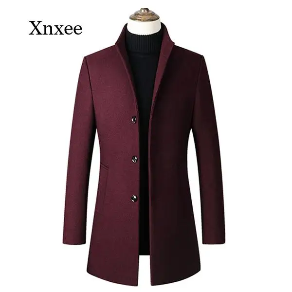 

Men Wool Jackets Blends Winter Casual Slim Outwear Black Wool Coat Men Casaco Masculino Long Trench Coat Fashion Clothing