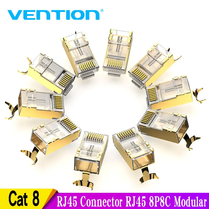 Vention RJ45 разъем Cat8 8P8C модульный Ethernet кабель Cat 8 FTP позолоченный обжимной сетевой